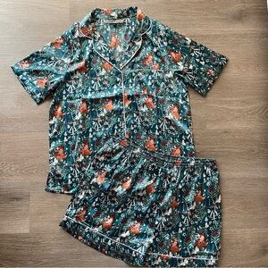 Their Nibs Satin Shortie Owl Mushroom Floral Shorts Pajama Set